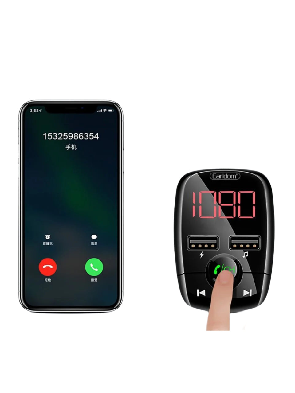 Car MP3 Player with FM Transmitter & Dual USB Charger – Bluetooth Hands-Free Kit for iPhone, Android & More, Wireless Music Streaming & Charging