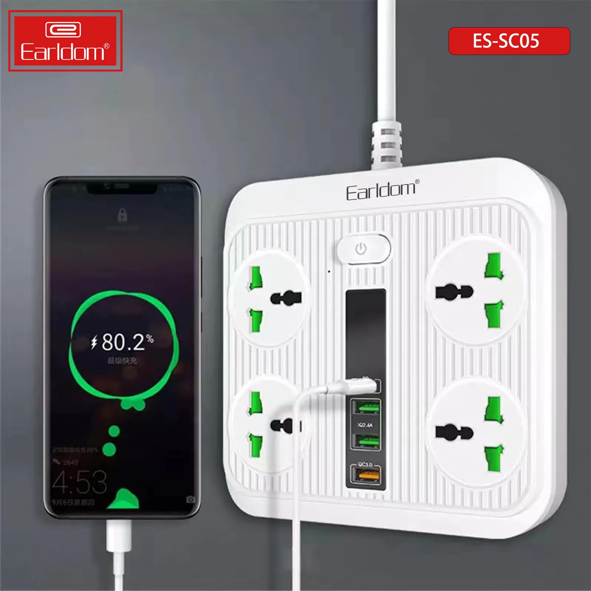 3000W Power Socket Extension – Multi-Port Surge Protected Power Strip with USB & USB-C for Home, Office & Electronics