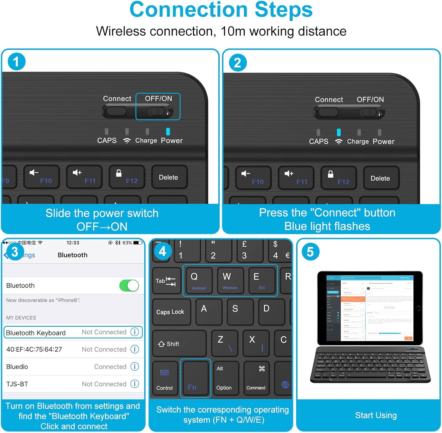 JERTECH Bluetooth Keyboard – Slim, Rechargeable, Multi-Device Wireless Keyboard