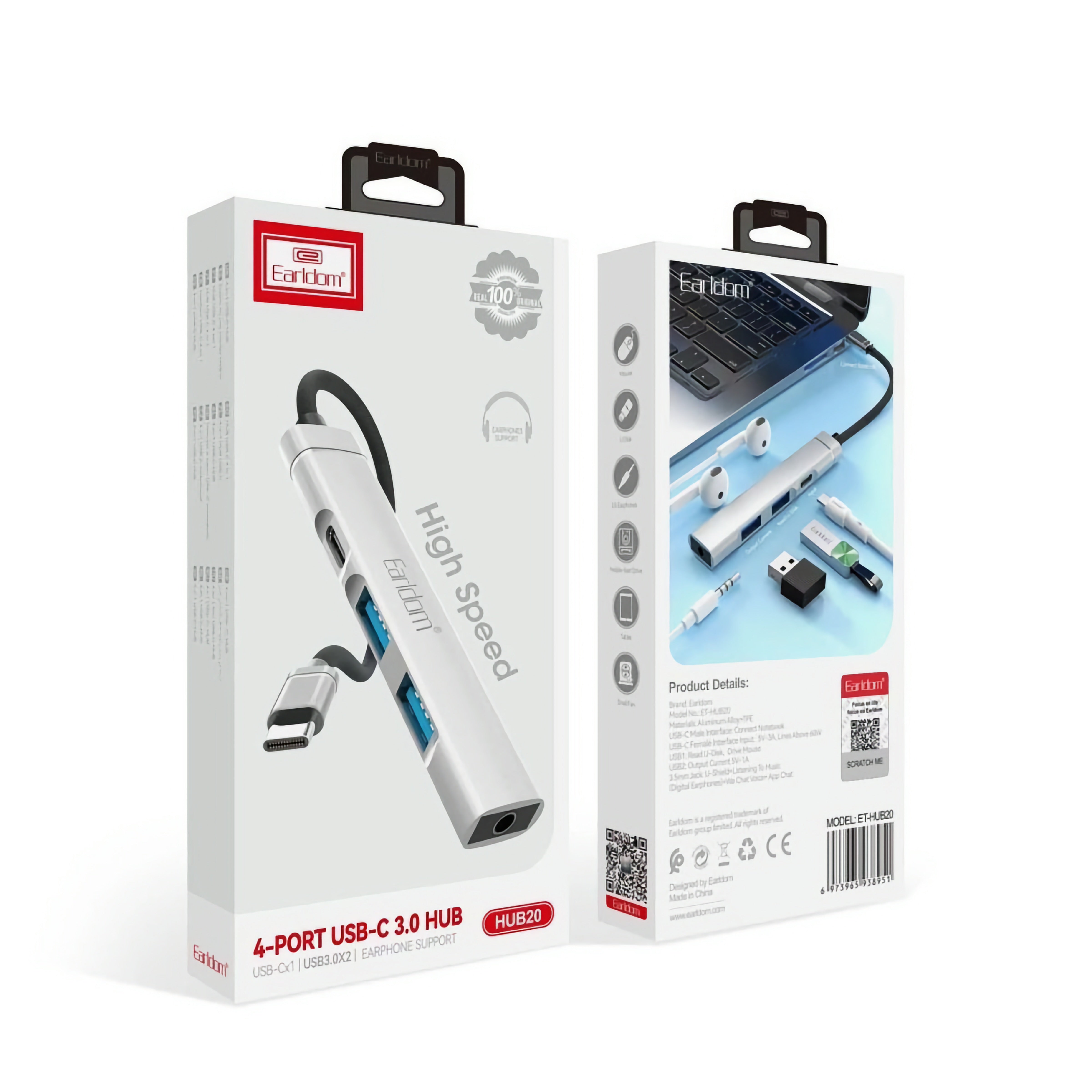 4-Port USB-C 3.0 Hub – High-Speed Multiport Splitter for Laptops, MacBooks, Tablets & USB Peripherals