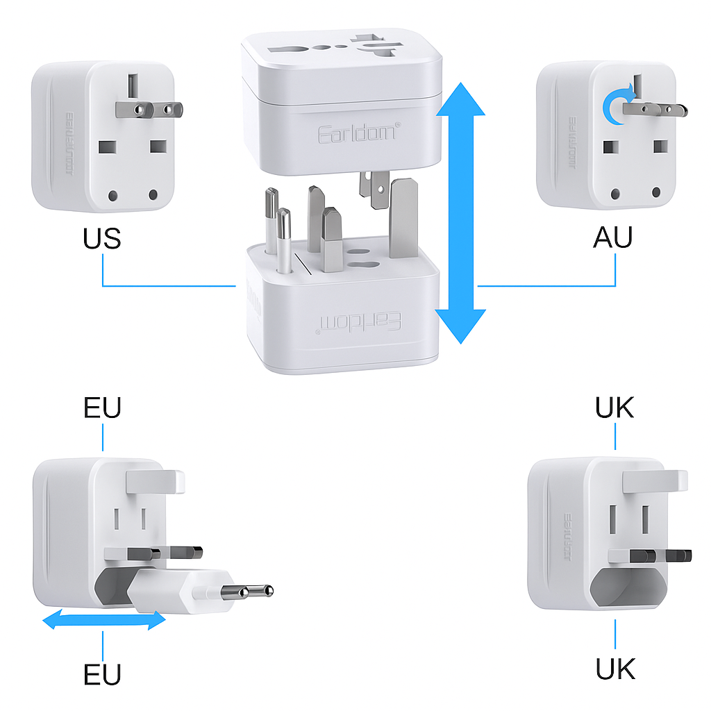 Universal Worldwide Travel Adapter β EU/UK/US/AU Plugs, 1500W