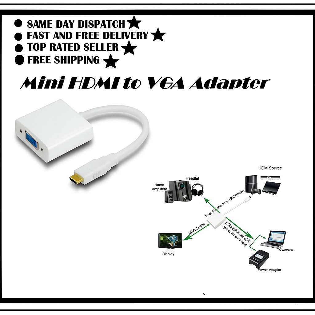 VGA to Mini HDMI Adapter – Legacy VGA to Mini HDMI Video Converter