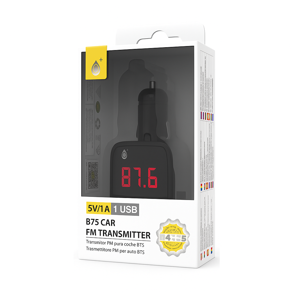 BTS FM Transmitter β Car Bluetooth Adapter with Mic, USB Charger & LED Display