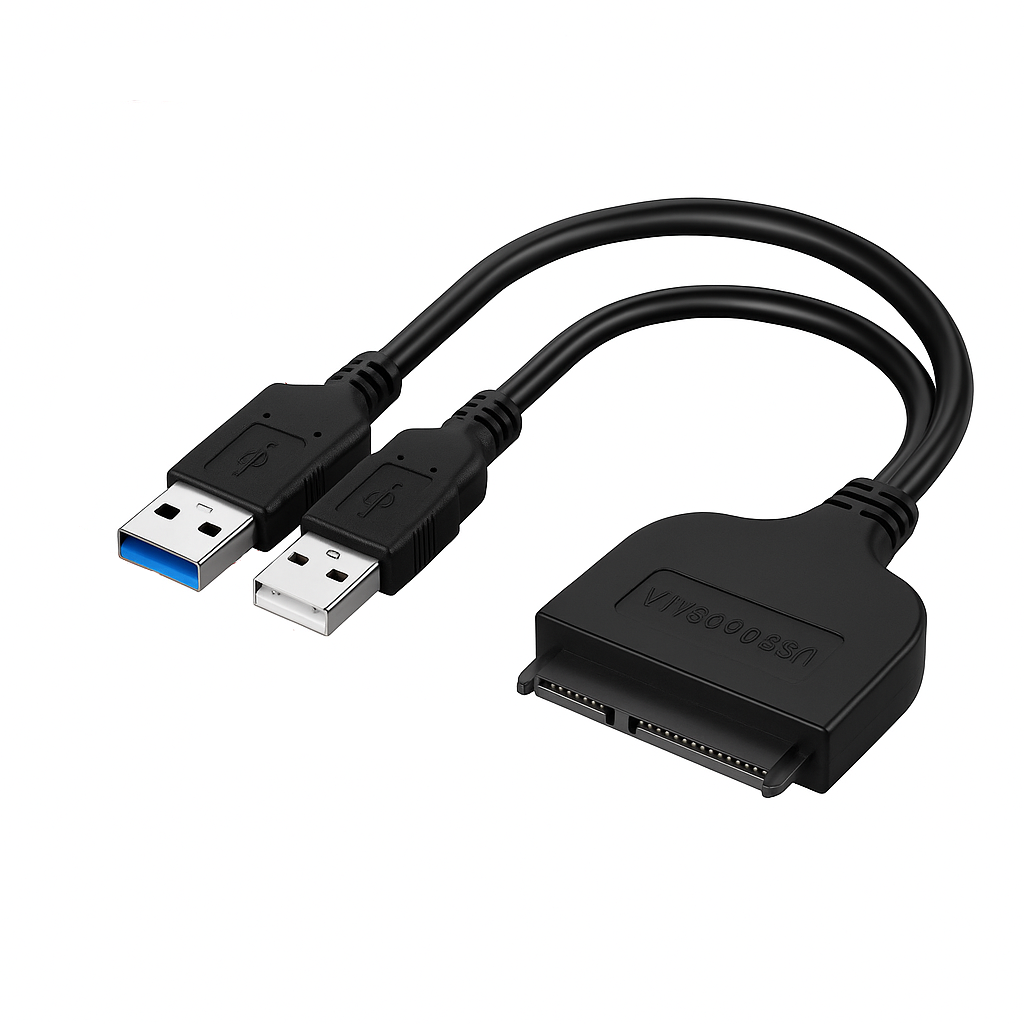 SATA to Dual USB Cable – 7-Pin Hard Drive Adapter for Power & Data