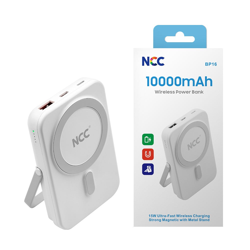 NCC 10000mAh Wireless Power Bank – Fast Qi Charging, Slim & Portable Charger