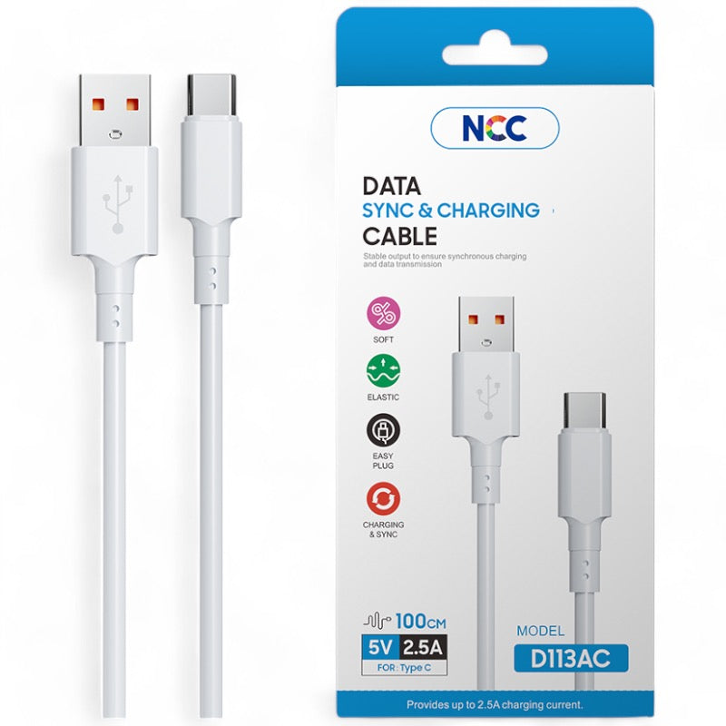 NCC USB to Type-C Cable – Fast Charging, Data Sync, Durable Braided Cord