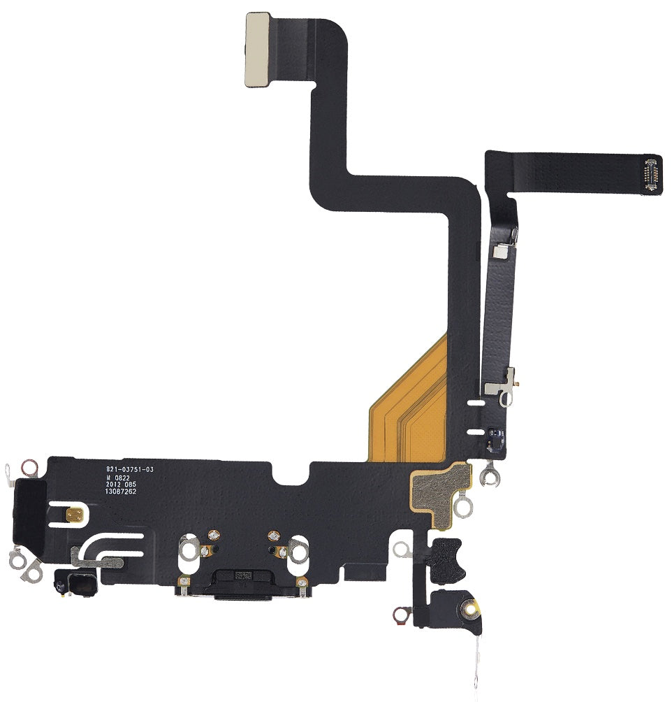 Charging Port Flex Cable Compatible with iPhone 14 Pro – Black 8-Pin Port with Microphone | Models A2650 A2889 A2892 A2891