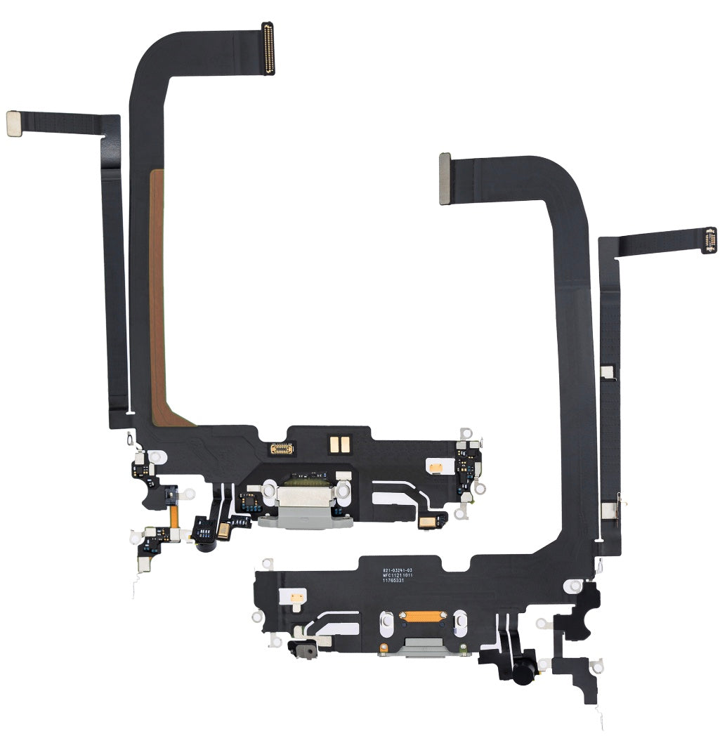 Charging Port Flex Cable Compatible with iPhone 13 Pro Max – Silver | Internal Charging Connector with Microphone | A2484 A2641 A2643 A2644 A2645