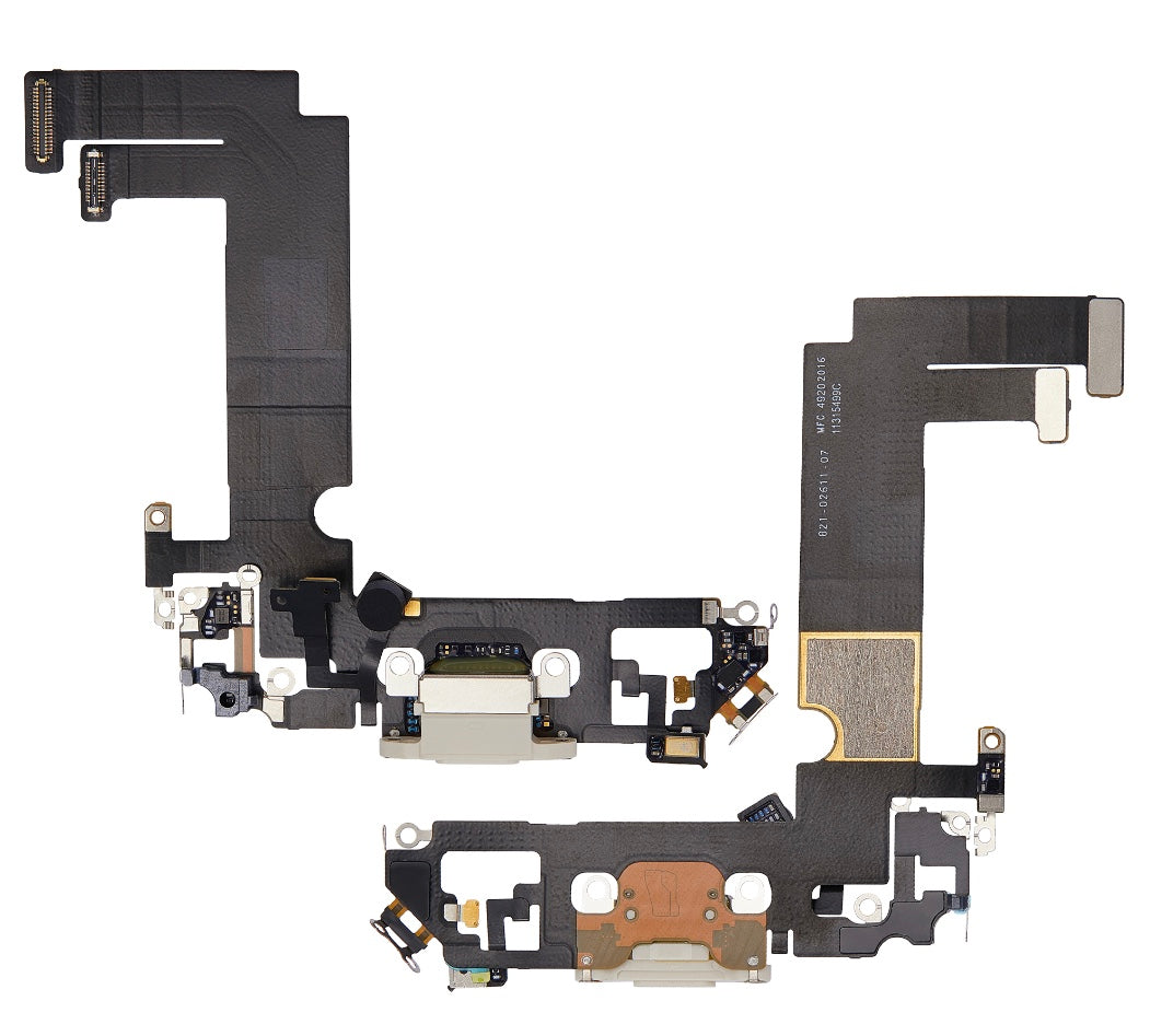 Charging Port Flex Cable Compatible with iPhone 12 Mini – White USB Connector with Microphone | A2176 A2398 A2399 A2400