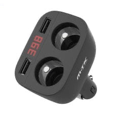 Dual USB & Dual Car Charger Adapter β 12-24V, 5V/3.4A Output, LED Display