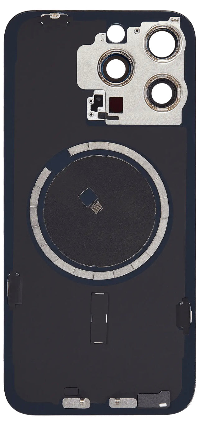 Magnetic Back Glass Housing with Steel Plate – Compatible with iPhone 15 Pro Max – Titanium White