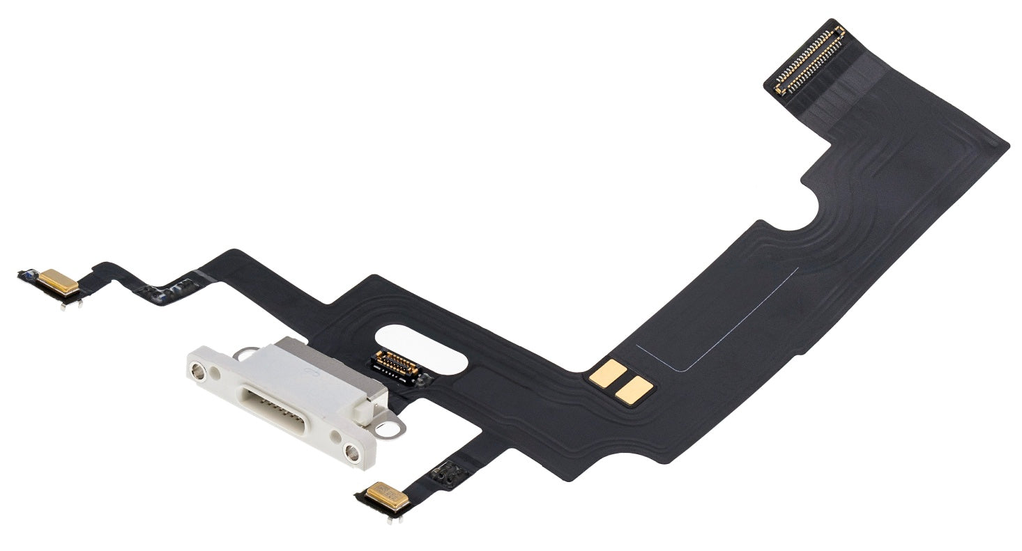 Charging Port Flex Cable Compatible with iPhone XR – White USB Charging Dock & Microphone Flex | A1984 A2105 A2106 A2108