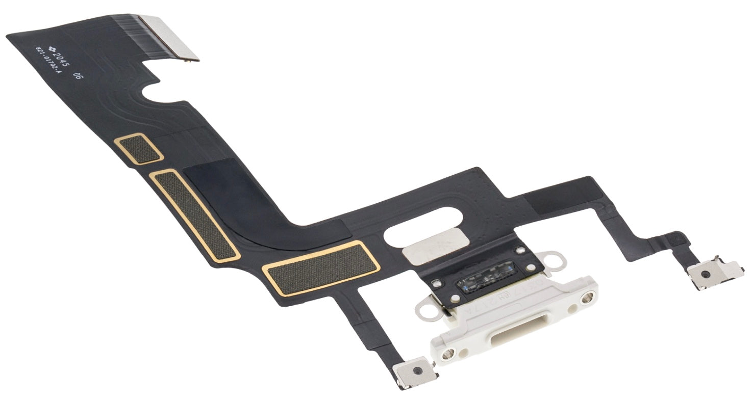 Charging Port Flex Cable Compatible with iPhone XR – White USB Charging Dock & Microphone Flex | A1984 A2105 A2106 A2108