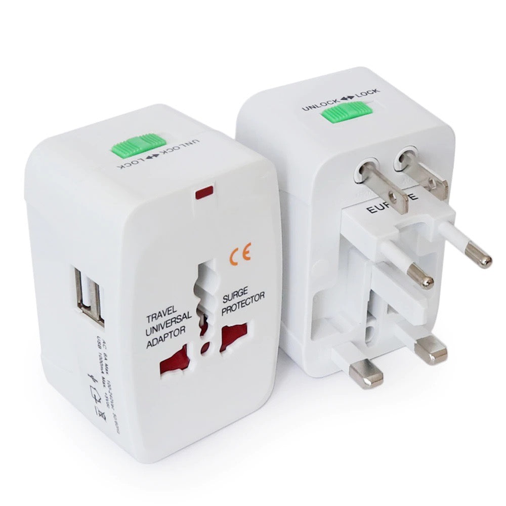 All-in-One International Travel Adapter – Universal Plug, Surge Protection, 125V/250V