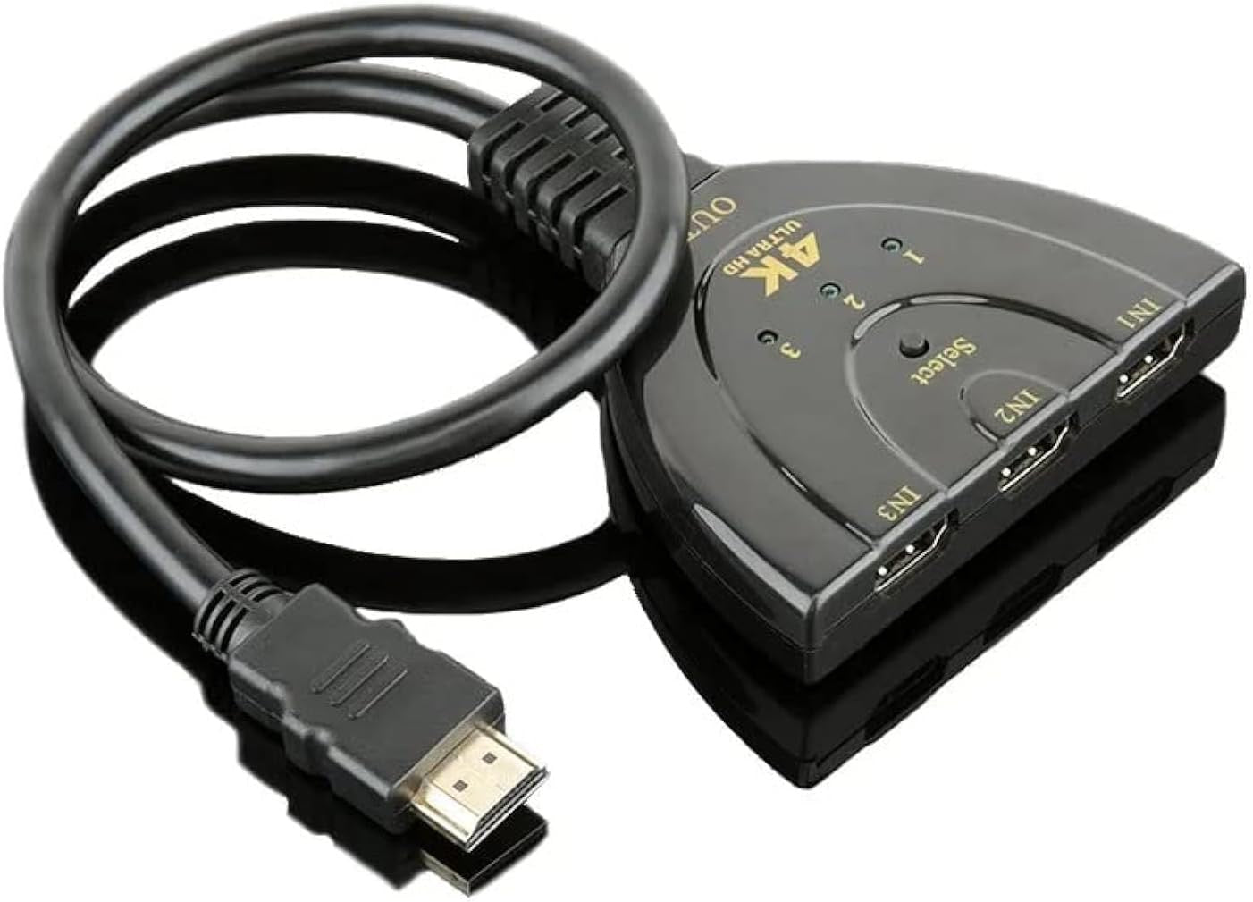 3x1 HDMI Pigtail Switch – 3-In 1-Out Smart Selector, 4K & 1080p