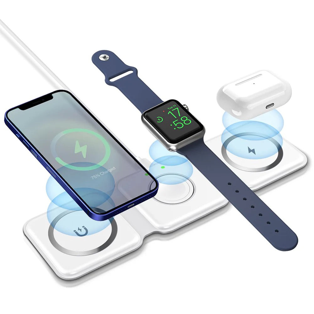 3-in-1 Magnetic Wireless Charger – Fast Charge for Phone, Watch & Earbuds