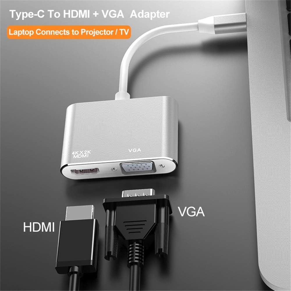 Type-C to HDMI + VGA 2-in-1 Adapter – 4K UHD Display Converter