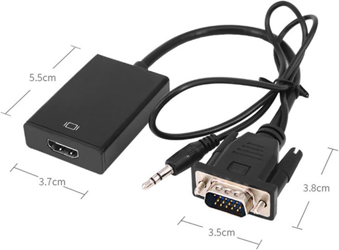 VGA to HDMI Adapter with AUX Cable – Full HD Video + Audio Converter
