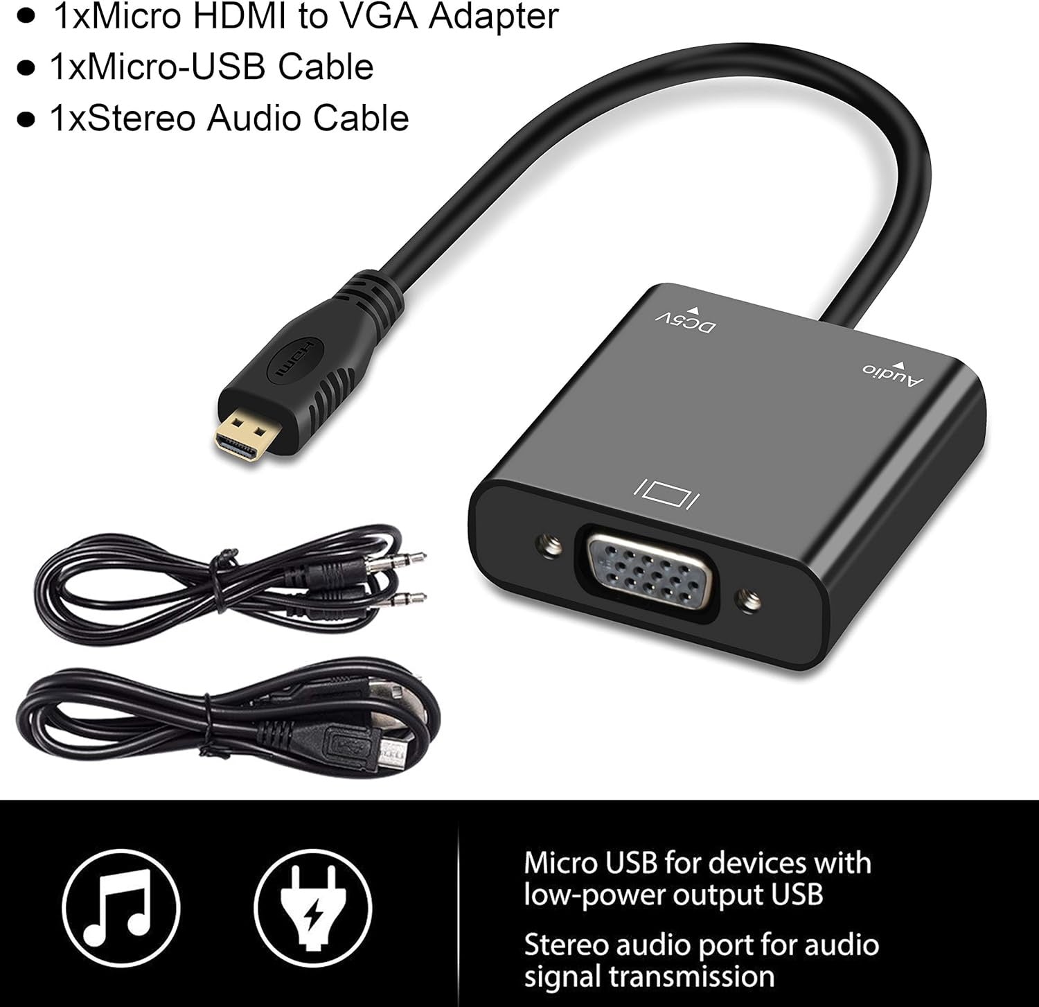VGA to Micro HDMI Adapter – Legacy VGA to Micro HDMI Display Converter