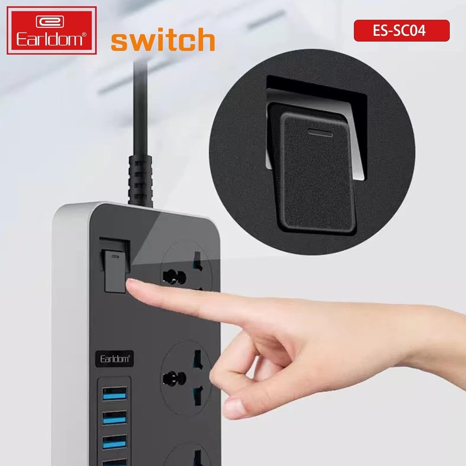 3000W Power Strip with 6 USB Ports & 3 AC Outlets – Auto-ID Smart Charging Extension