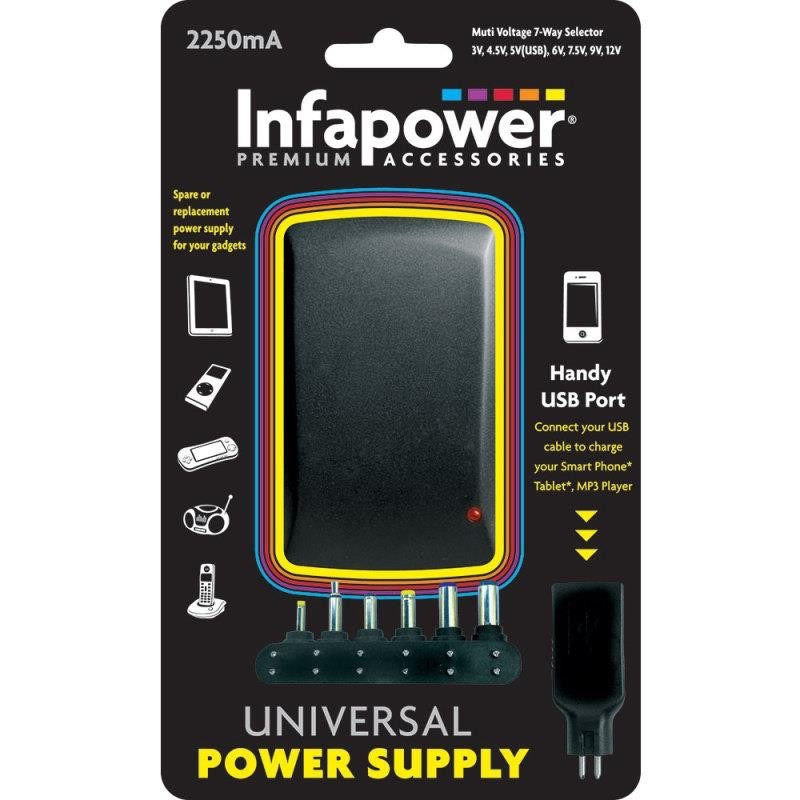 Infapower Laptop Universal Charger Power Supply 2250mA – Heavy-Duty Multi-Voltage Adapter
