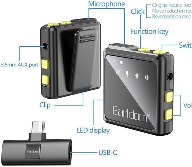 Type-C Wireless Collar Clip Microphone – Plug & Play Lavalier Mic for Android & USB-C Devices