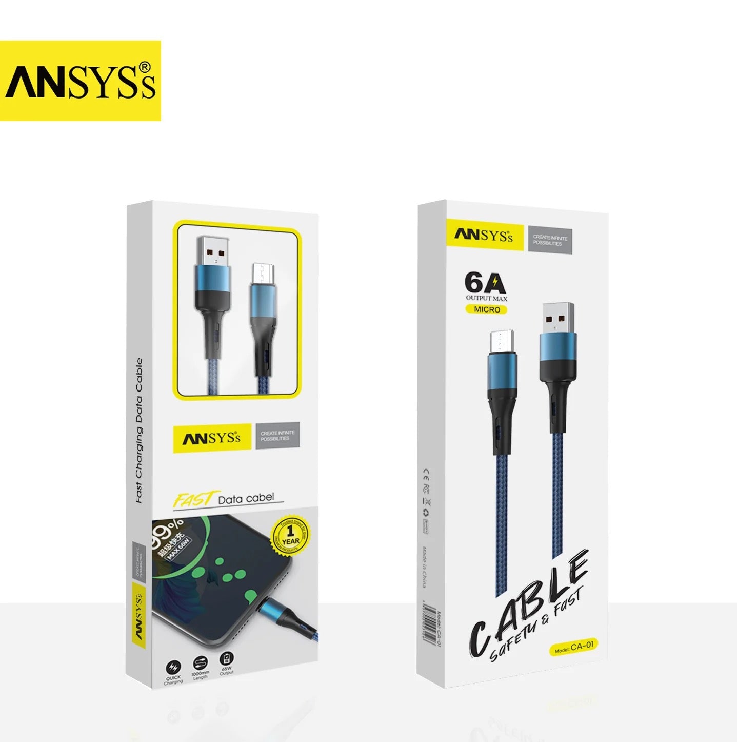 USB to Micro USB Cable – 6A Quick Charge, 65W Output, 1M Fast Data Cable