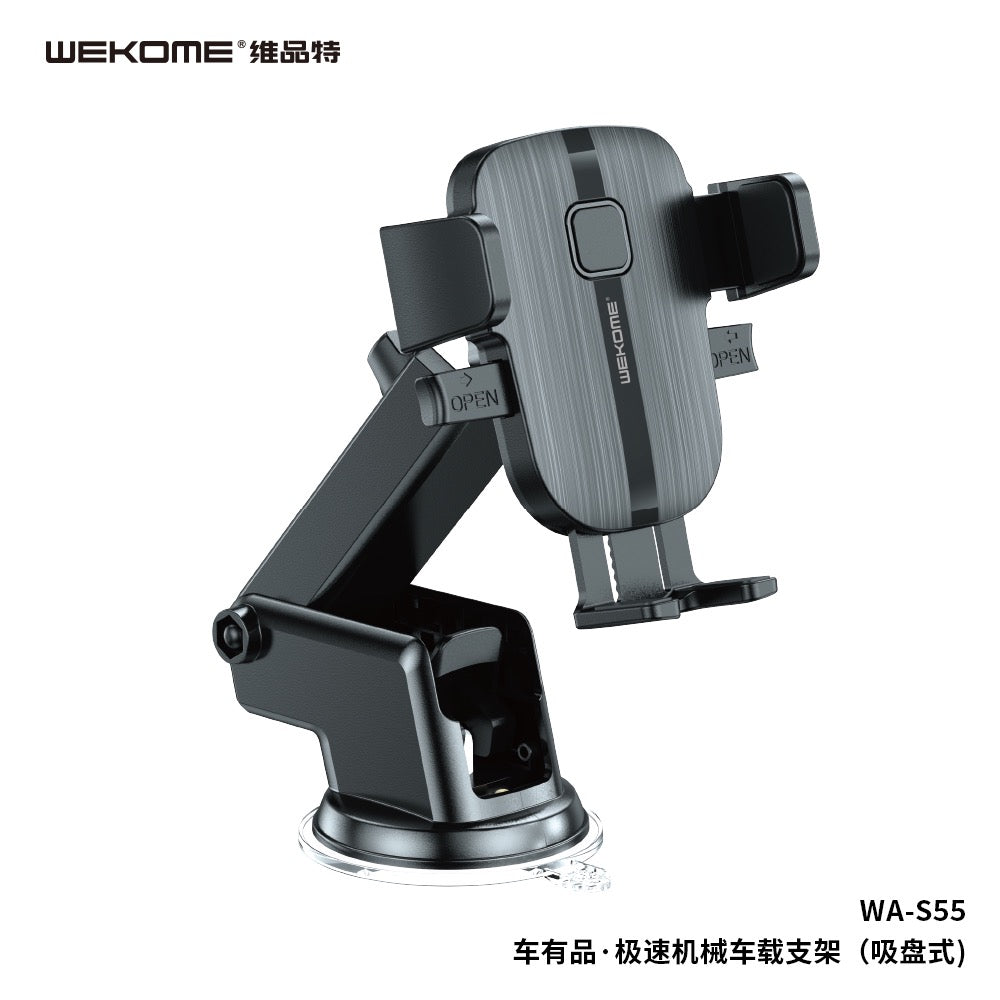 WEKOME WA-S55 Mechanical Car Phone Holder – 360° Rotation & Suction Mount