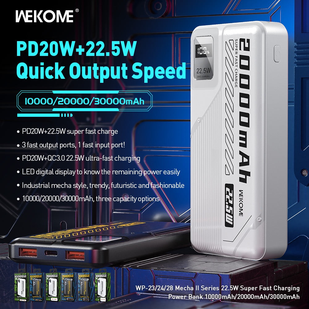 Wekome WP-24 Power Bank – 20000mAh PD20W & 22.5W Super Fast Charging