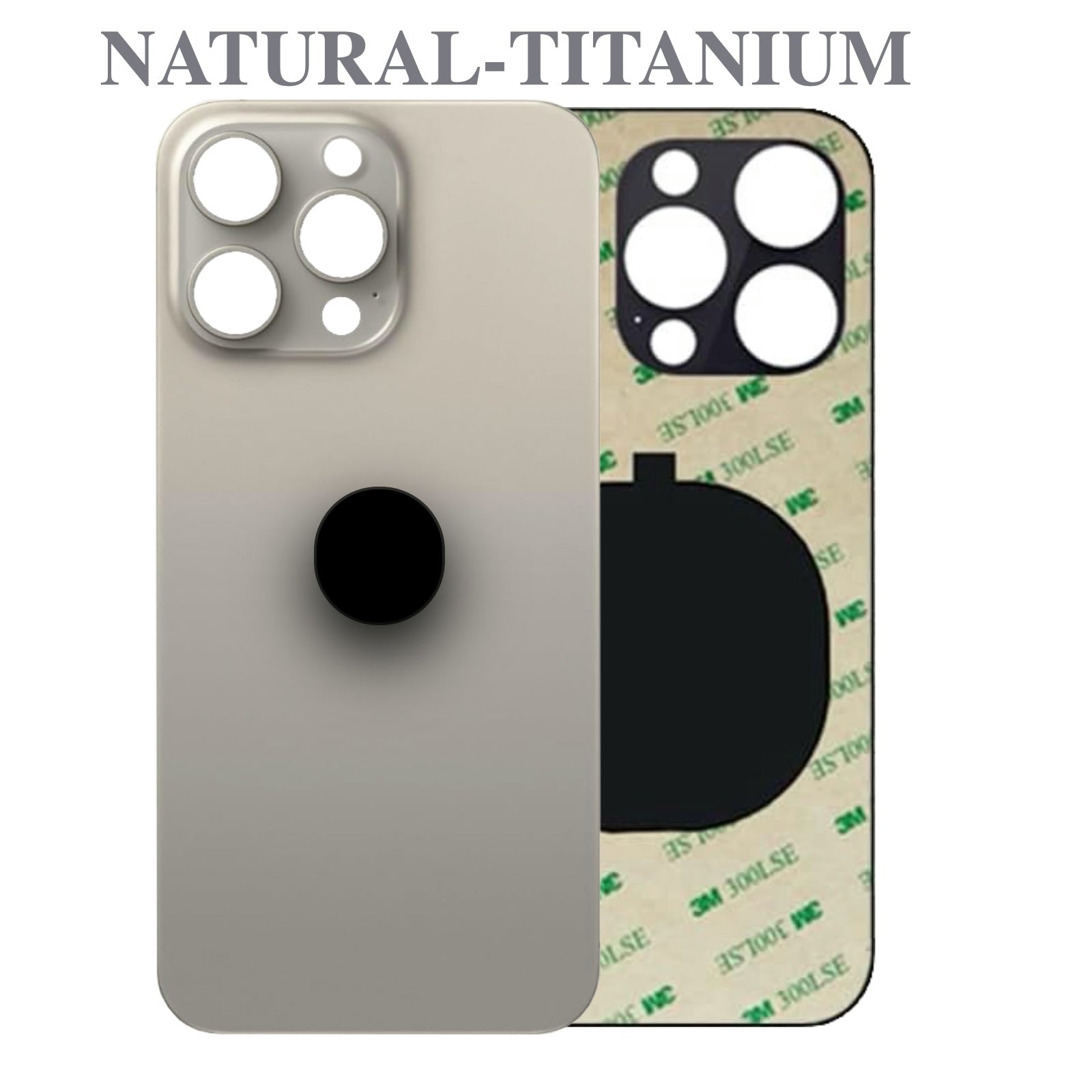 Back Glass Replacement Compatible with iPhone 15 Pro Max β Natural Titanium Color β Rear Panel with Pre-Installed Adhesive