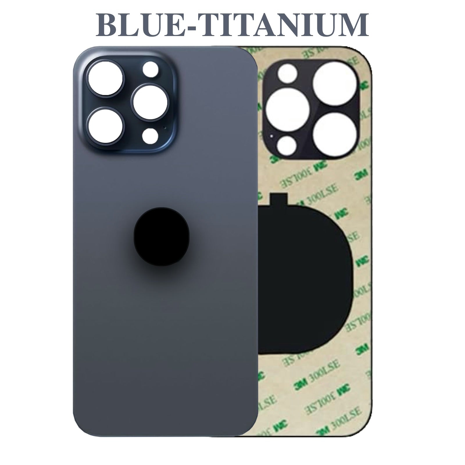 Back Glass Replacement Compatible with iPhone 15 Pro Max β Blue Titanium Color β Rear Panel with Pre-Installed Adhesive