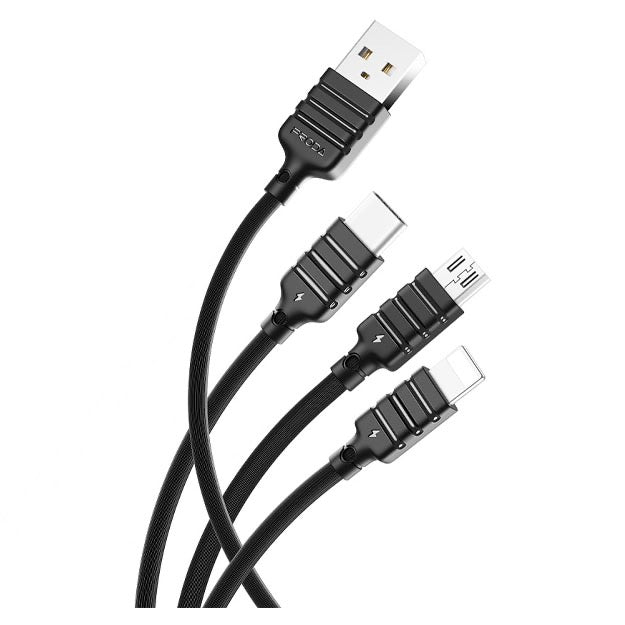 Quick Speed Series 3-in-1 Data Cable – Type-C/Micro/8-Pin, 2A Output