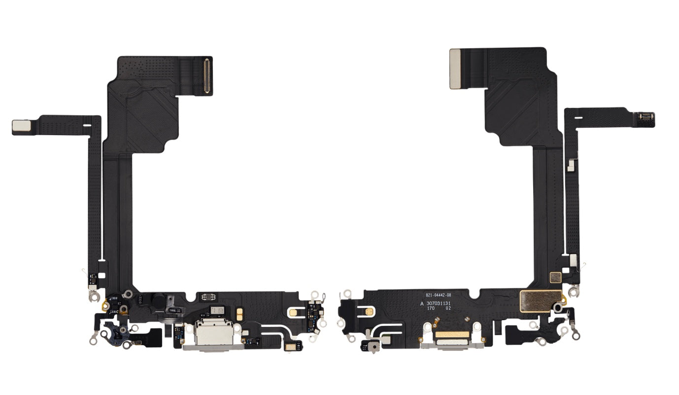 Replacement Charging Port Flex Cable with Microphone – Compatible with Model 15 Pro Max – Reclaimed Part – Natural White Finish