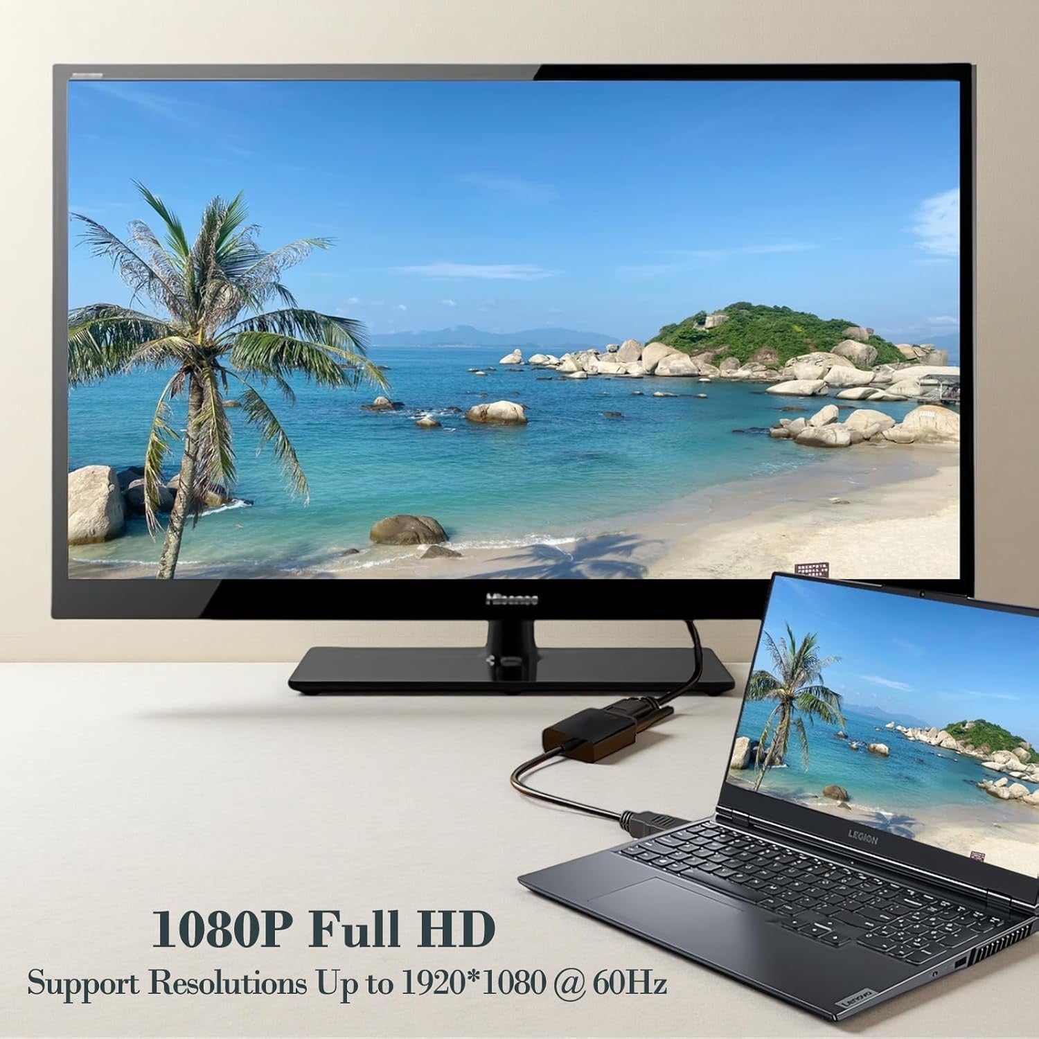 HDTV to VGA Adapter – Digital to Analog Video Converter for Monitors & Projectors