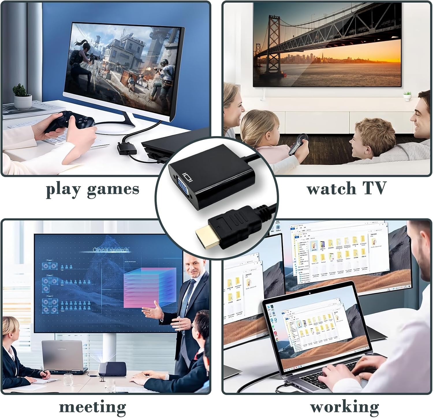 HDTV to VGA Adapter – Digital to Analog Video Converter for Monitors & Projectors