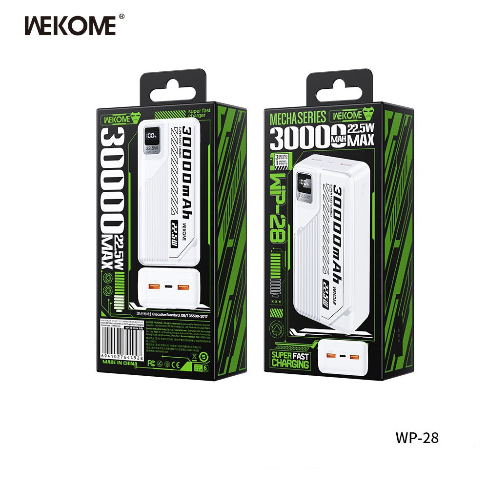 Mecha Series 30000mAh Power Bank – 22.5W Max Super Fast Charging | Triple Output | Type-C Input