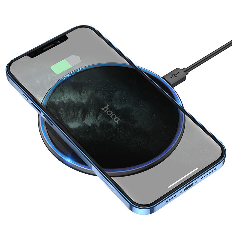 Hoco 15W Ultra-Thin Wireless Fast Charger – Slim Charging Pad for iPhone, Samsung, Android & Qi-Enabled Devices
