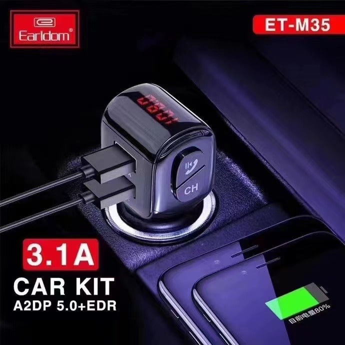 Car Wireless MP3 Player & Charger – Bluetooth FM Transmitter with Wireless Charging Output, Hands-Free Calling & Music Streaming for iPhone & Android