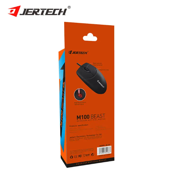 JERTECH Beast Desktop Optical Mouse – Ergonomic Wired USB Mouse | Precision for Office & Work