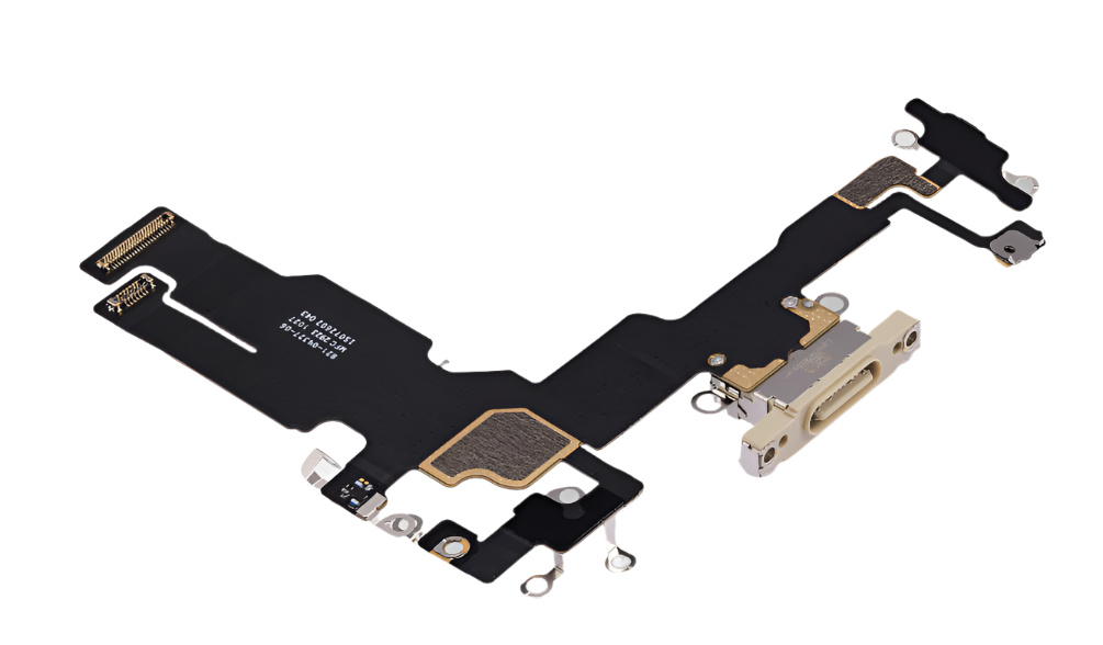 iPhone 15 Charging Port Flex Cable – Yellow OEM-Compatible USB-C Dock Connector with Microphone | Models A2848 A3090 A3093