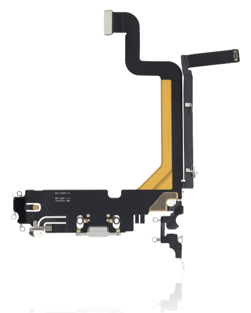 iPhone 14 Pro Max Charging Port Flex β Silver OEM-Compatible USB-C Dock + Microphone Flex | Models A2651 A2894 A2896 A2895