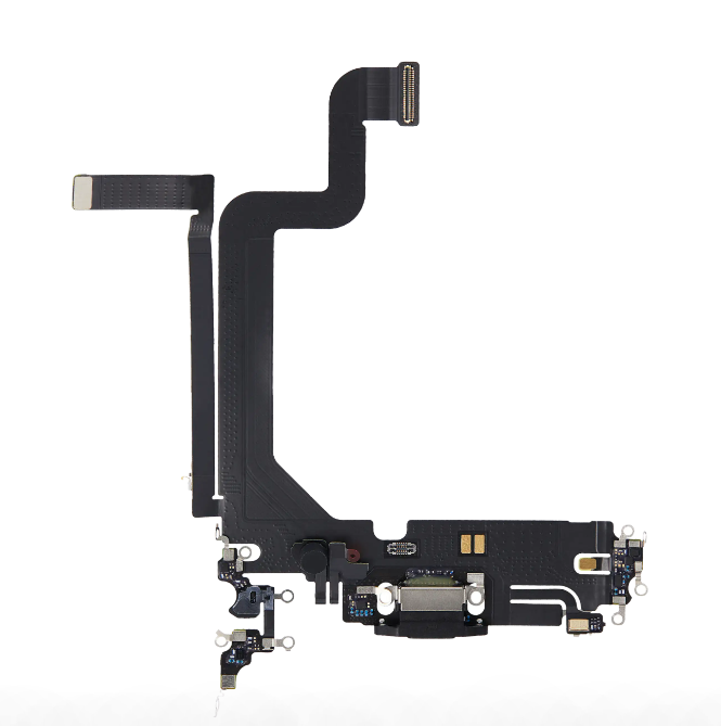 iPhone 14 Pro Max Charging Port Flex β Black OEM-Compatible USB-C Dock + Microphone Flex | Models A2651 A2894 A2896 A2895