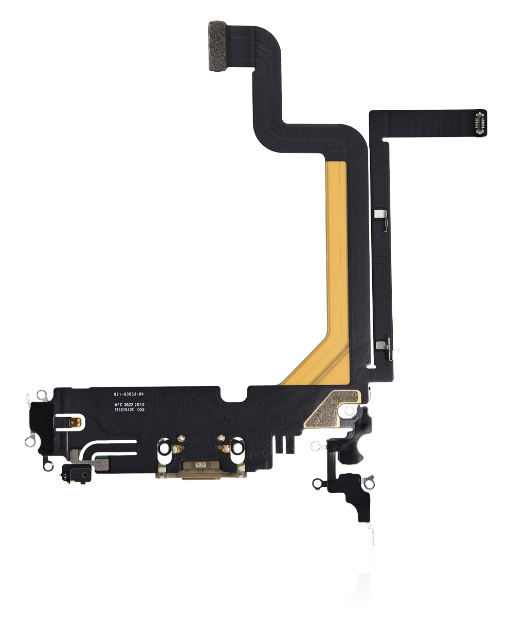 iPhone 14 Pro Max Charging Port Flex β Gold OEM-Compatible USB-C Dock + Microphone Flex | Models A2651 A2894 A2896 A2895