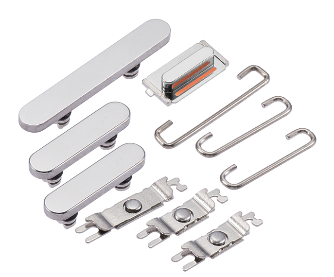 Silver Side Button Set Compatible with iPhone 14 Pro & 14 Pro Max – Power, Volume & Mute Key Replacements | A2650 A2889 A2892 A2893 A2894