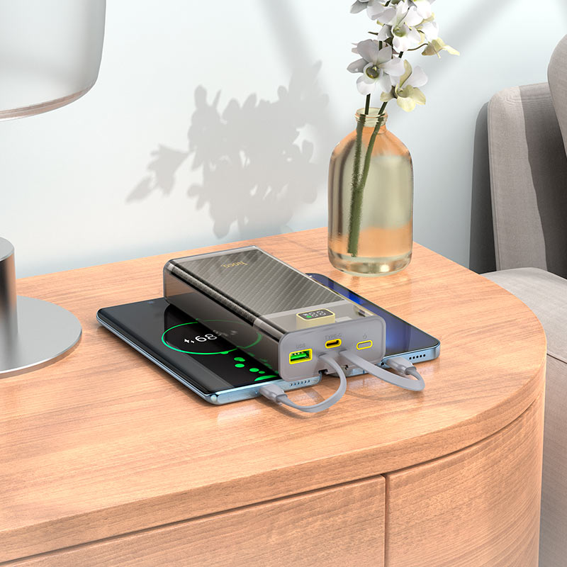 HOCO 20000mAh Power Bank – Built-in Lightning, USB-C & Micro-USB Cables | Universal Fast Charging