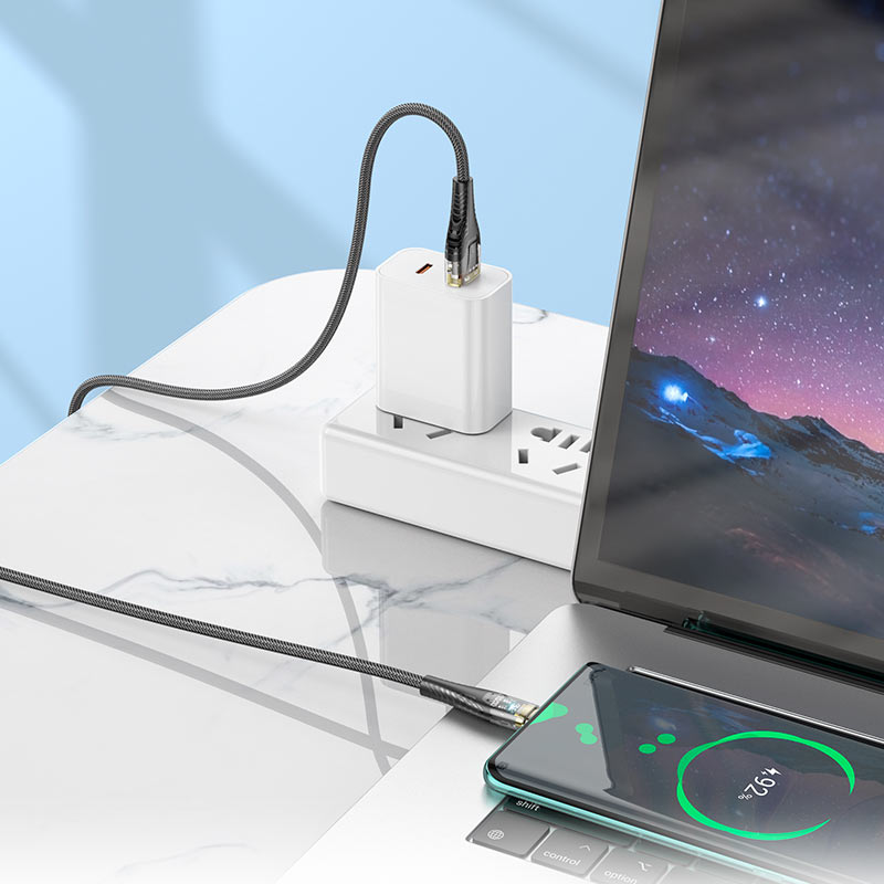 HOCO USB-A to USB-C Crystal Charging Data Cable | Sleek & Fast