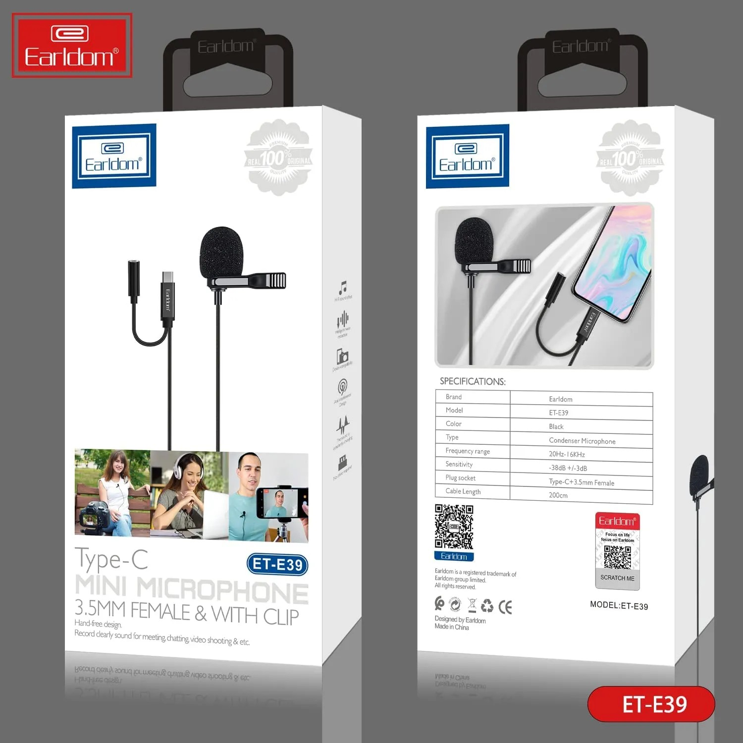 USB-C Mini Microphone with Clip & 3.5mm Female Jack – Compact Lavalier Mic for Android, iPad & USB-C Devices, Clear Audio for Recording & Streaming