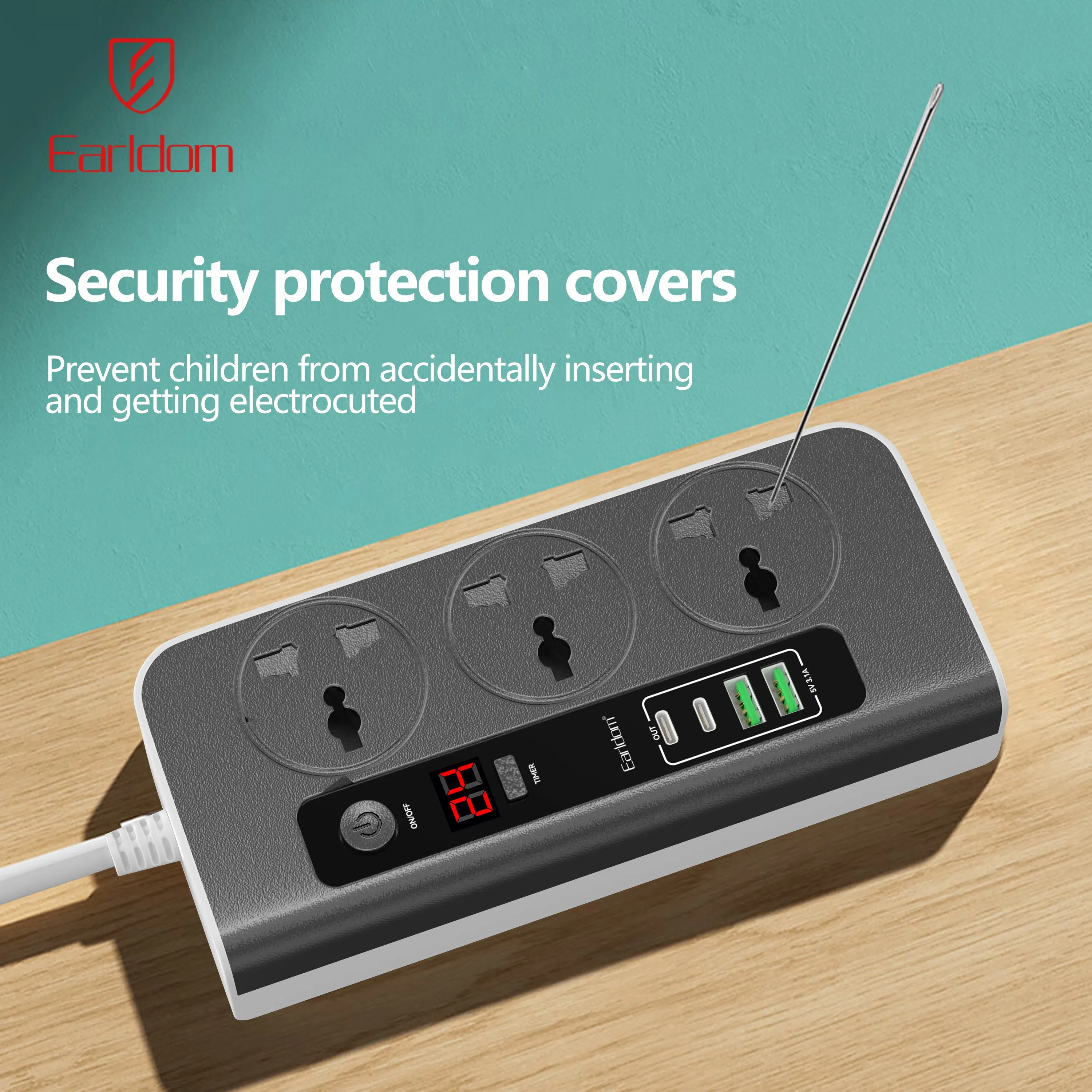 Heavy-Duty 2500W Power Strip – UK Socket with Overload Protection for Home, Office & Workspaces