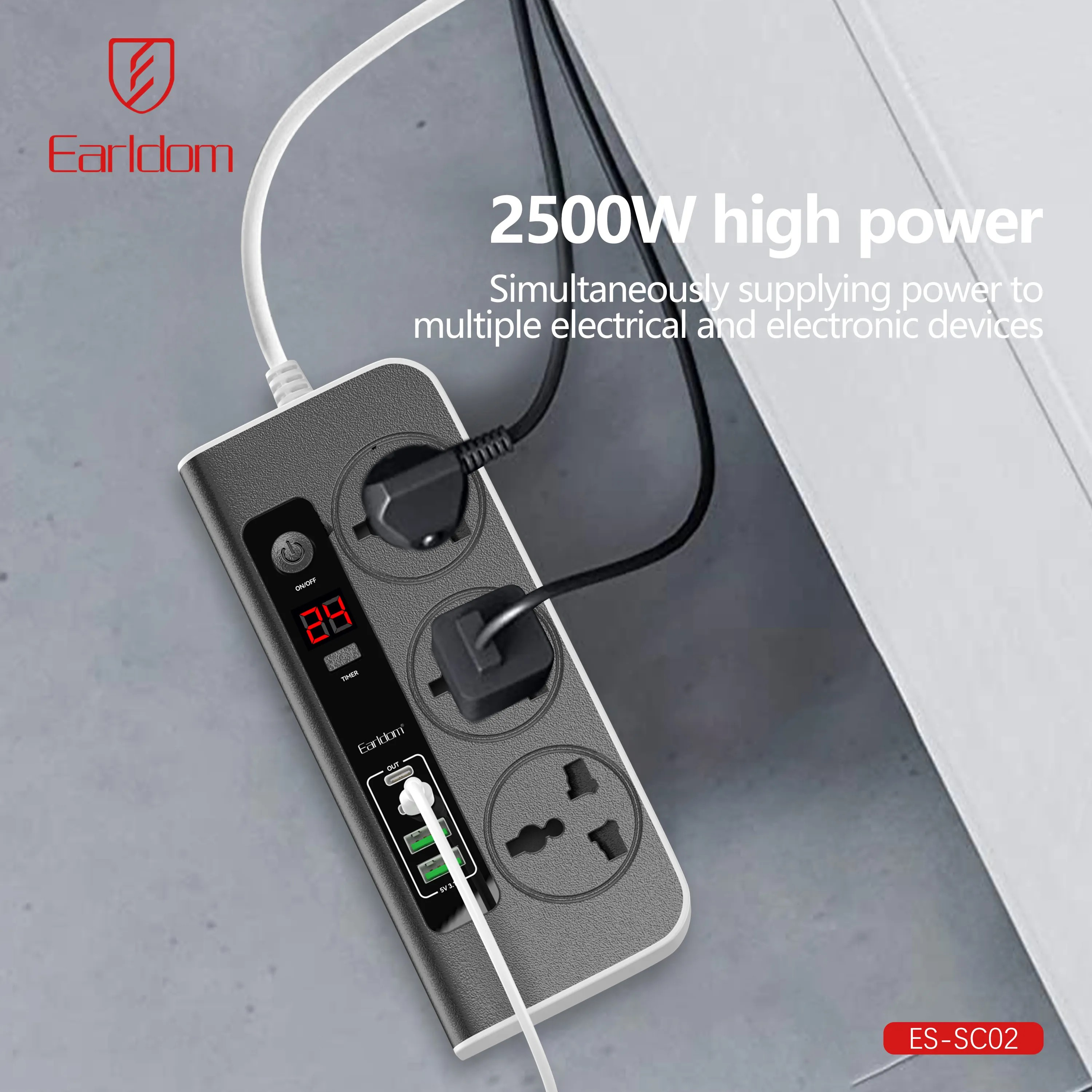 Heavy-Duty 2500W Power Strip – UK Socket with Overload Protection for Home, Office & Workspaces