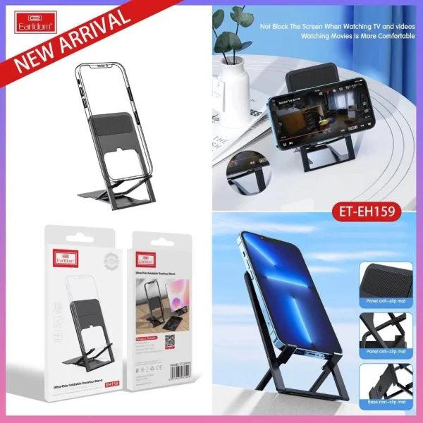Ultra-Thin Foldable Desktop Phone & Tablet Stand – Adjustable Portable Holder for Desk, Compact and Sturdy Stand for iPhone, iPad & More